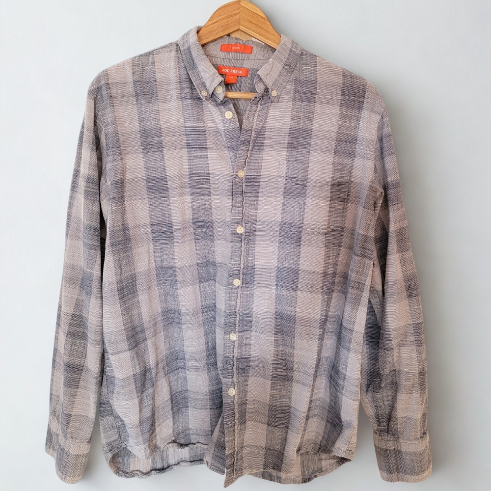 Men's Blue Plaid 100% Cotton Shirt